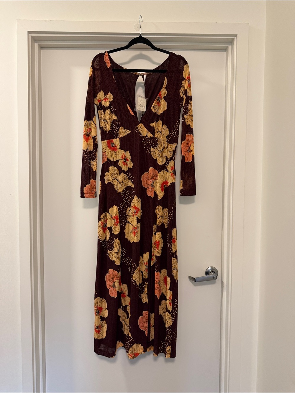Free People Calla Floral Long Sleeve Midi Dress - large new with tags